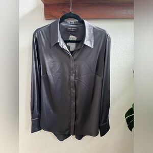 NWT Lane Bryant Satin Button Front Shirt, Grey, women’s size 14
